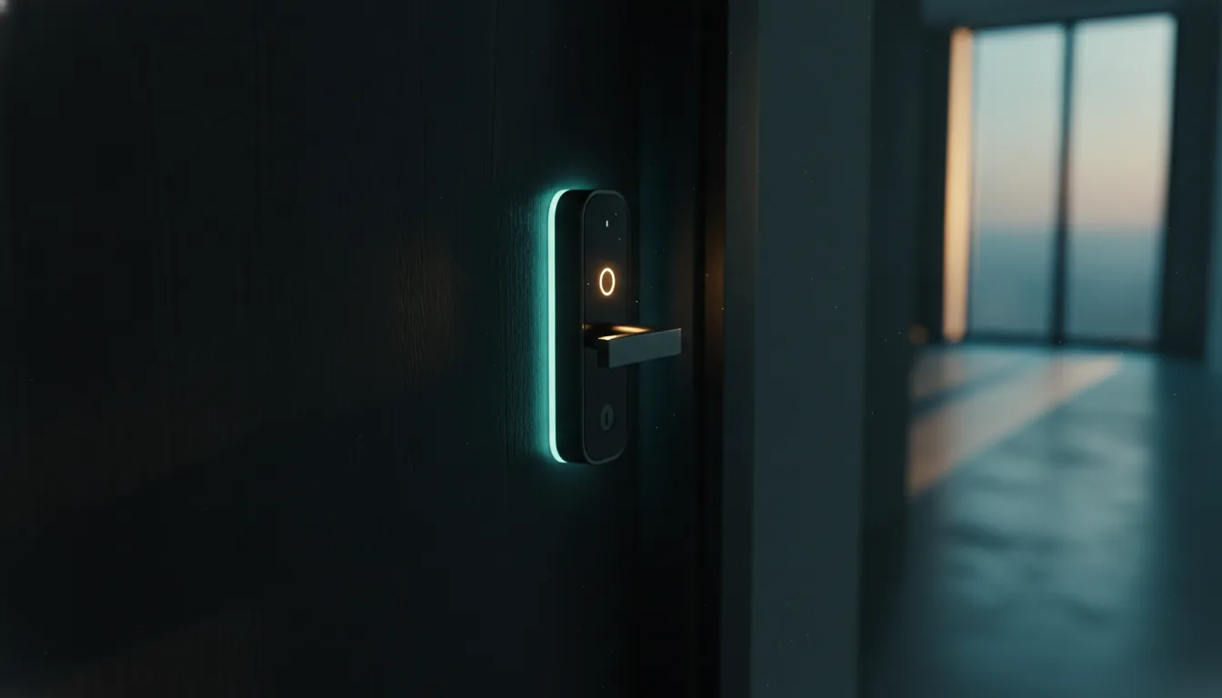 A smart lock on a modern rental door