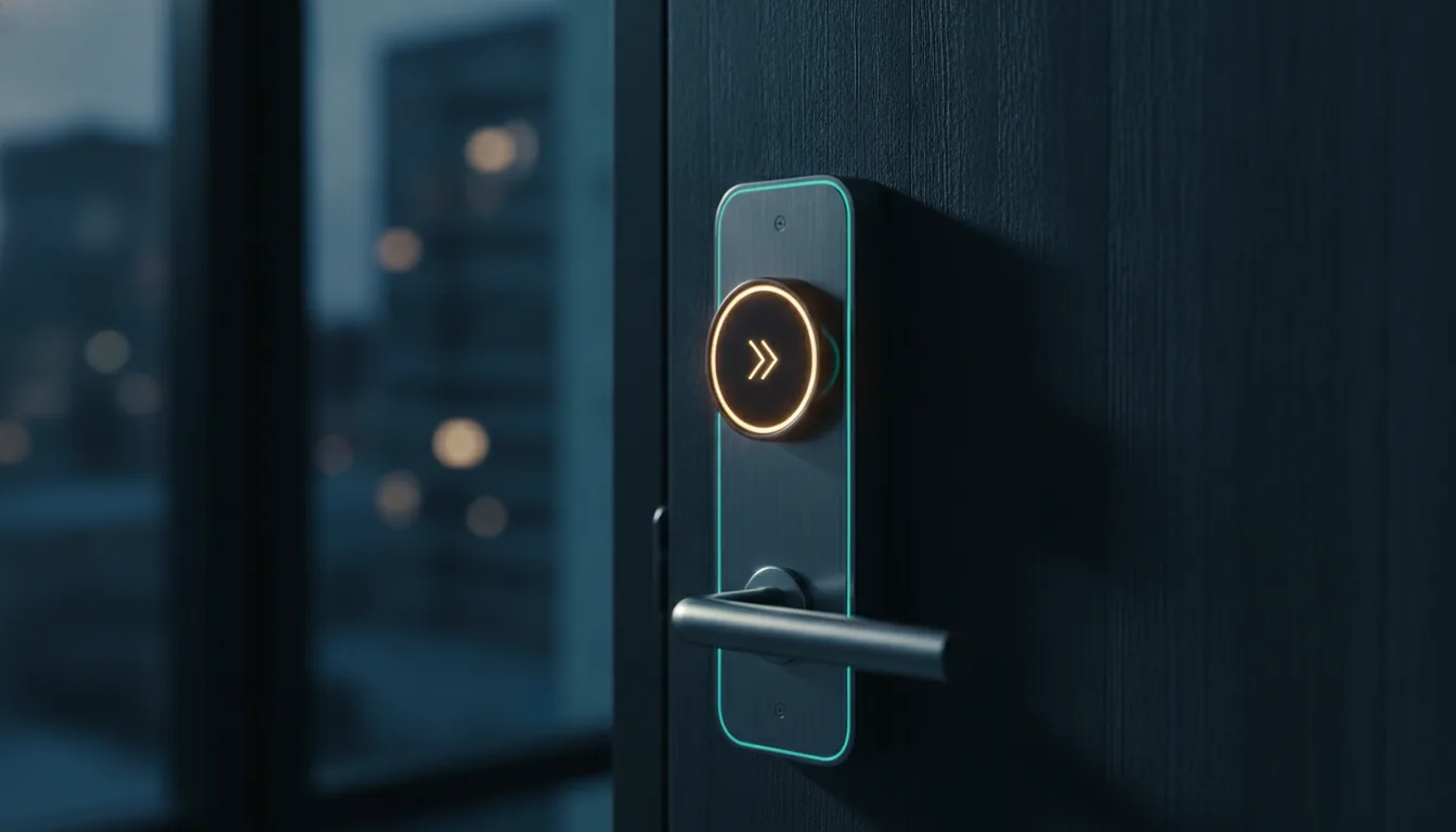 A smart lock on a modern rental door