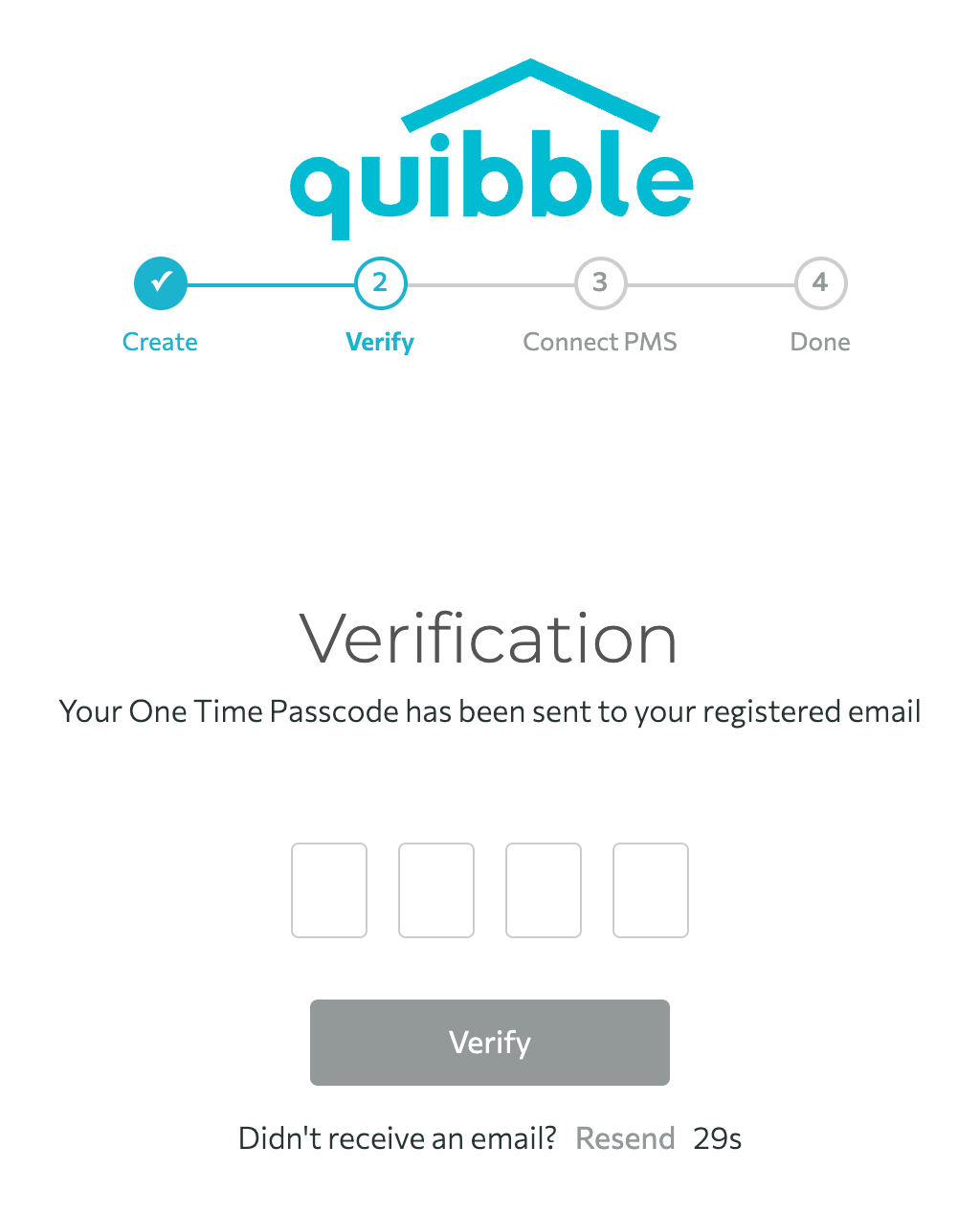 Quibble email verification screen