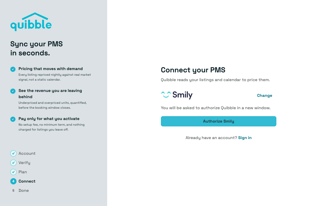 Authorize Smily button in Quibble