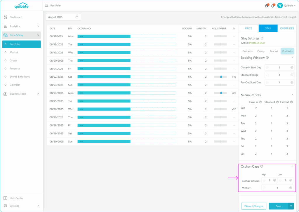 Understanding Stay Settings — step 4
